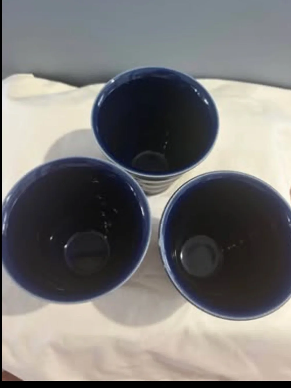 Dark cobalt blue, ribbed ceramic tumblers Boda Nova, Sweden
